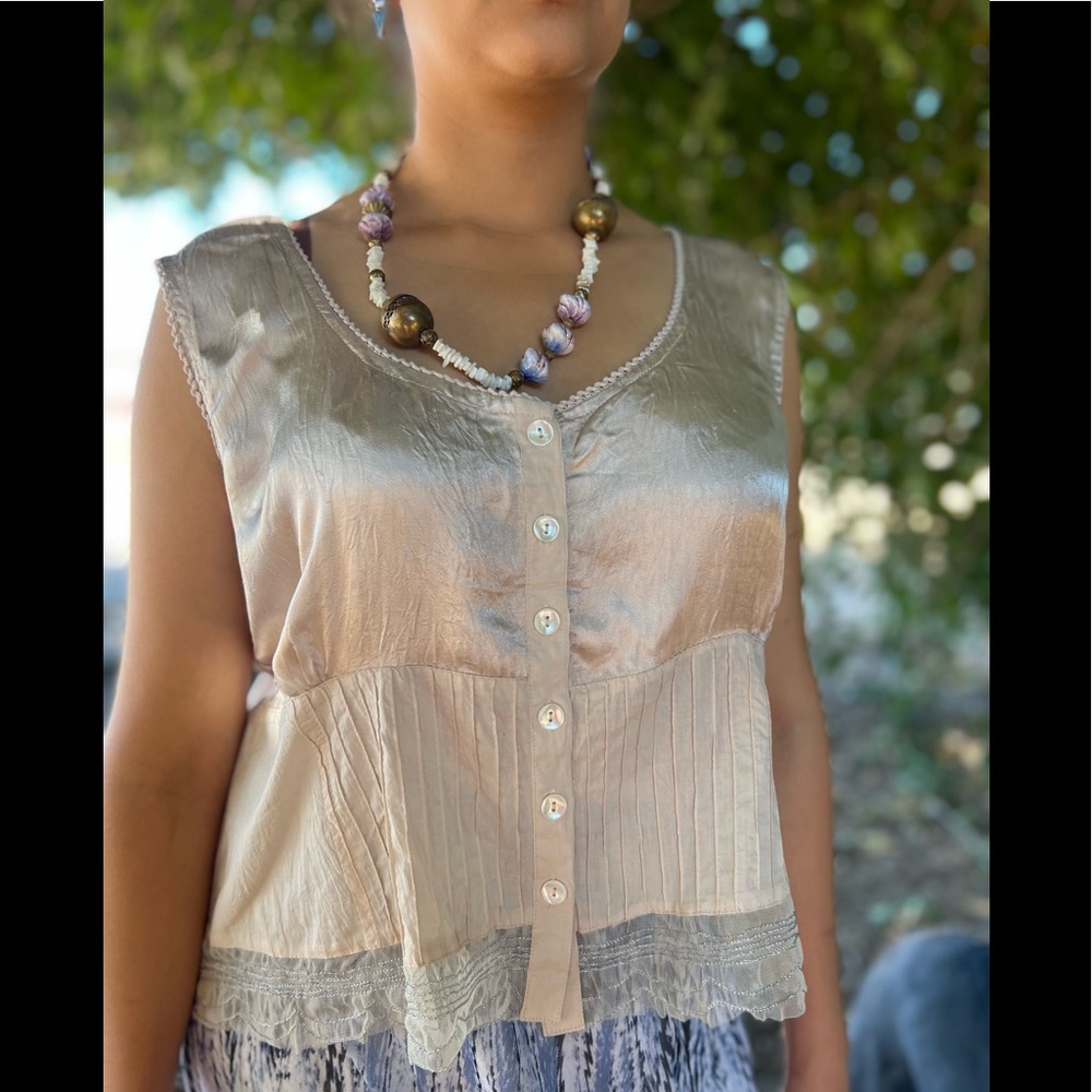 The pyramid Collection Silky/Satiny and Lace Cami XL